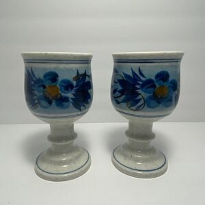Vintage Hozan Otagiri Hacienda Goblets | Blue Floral | Set of 4 | Japan